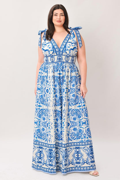 BY THE BAY BLUE WOVEN MAXI DRESS