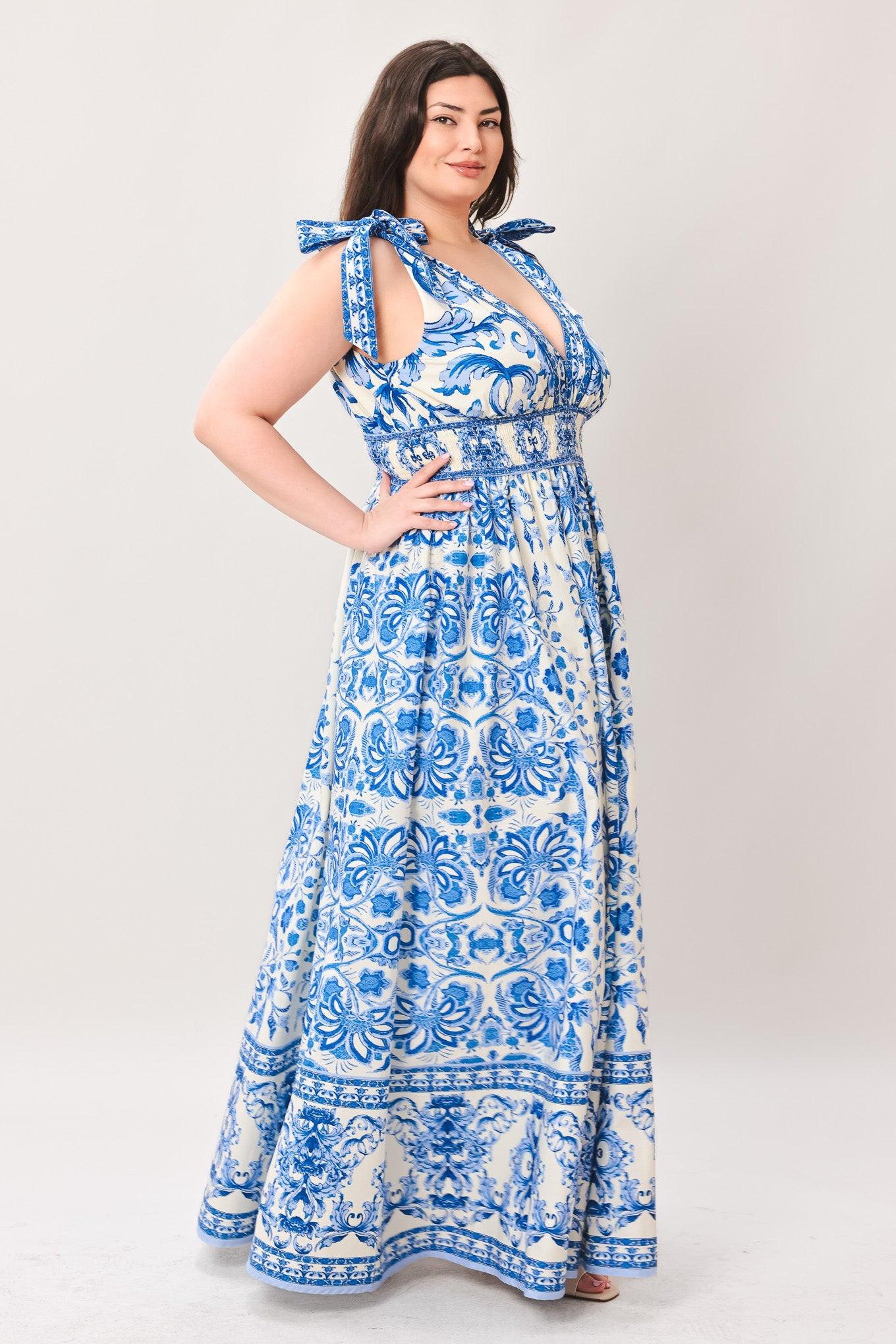 BY THE BAY BLUE WOVEN MAXI DRESS
