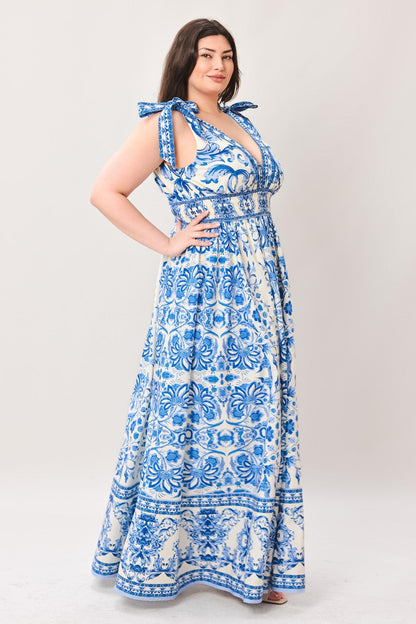 BY THE BAY BLUE WOVEN MAXI DRESS