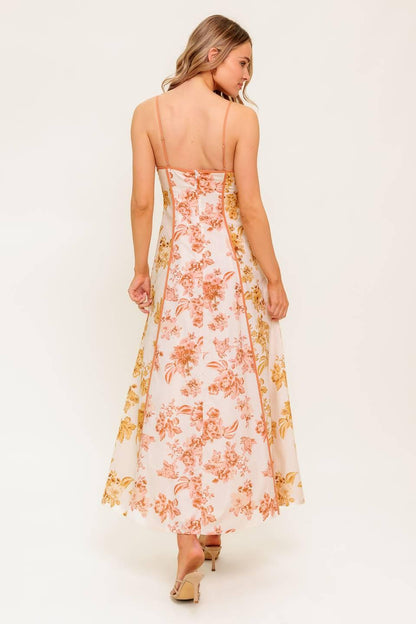 SANDSTONE PETAL WOVEN MIDI DRESS
