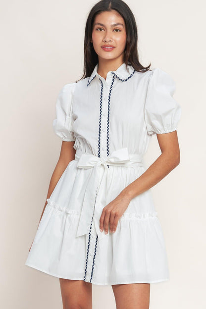 A LITTLE BIT LOVELY WOVEN MINI DRESS