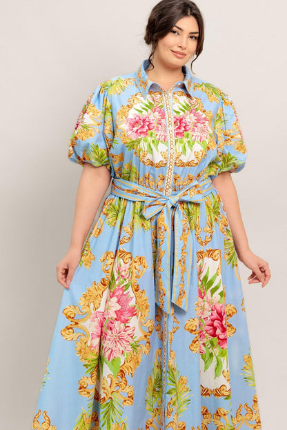 BLUE PALACE WOVEN MIDI DRESS