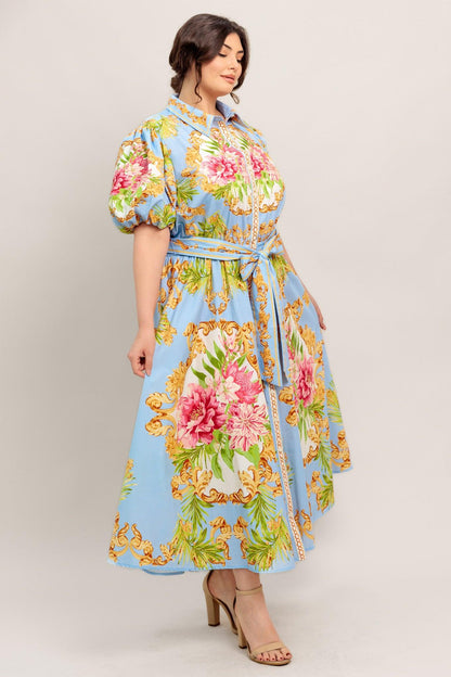 BLUE PALACE WOVEN MIDI DRESS