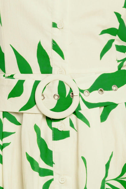 GREEN DAYDREAM WOVEN MIDI DRESS