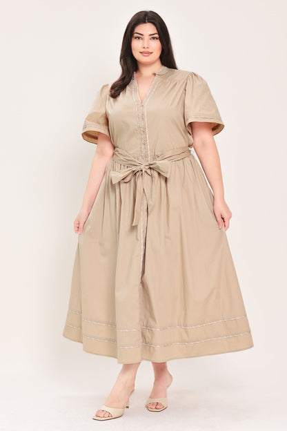 EVERGREEN ROMANCE WOVEN MIDI DRESS