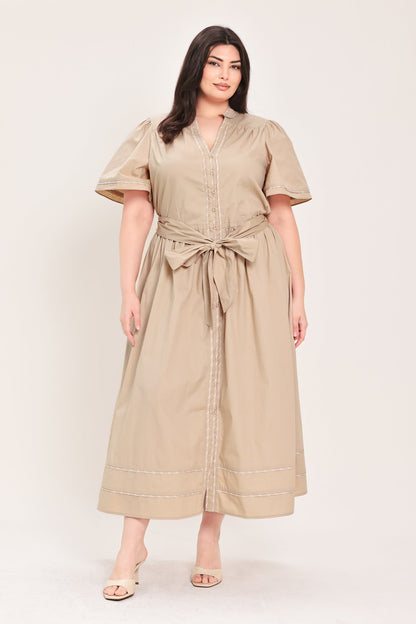 EVERGREEN ROMANCE WOVEN MIDI DRESS