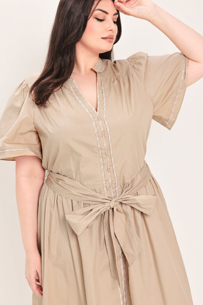 EVERGREEN ROMANCE WOVEN MIDI DRESS