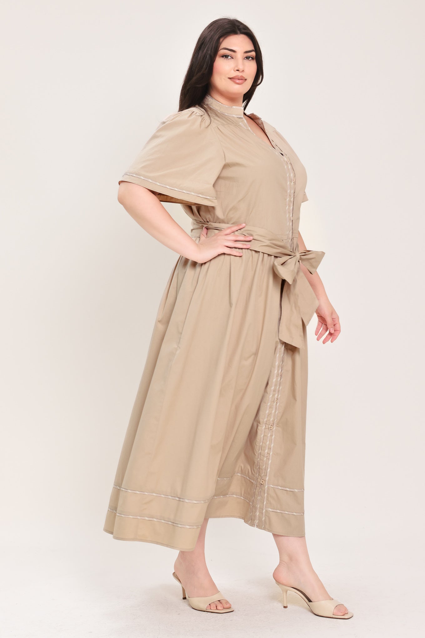 EVERGREEN ROMANCE WOVEN MIDI DRESS