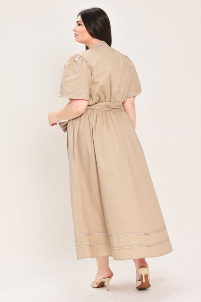 EVERGREEN ROMANCE WOVEN MIDI DRESS