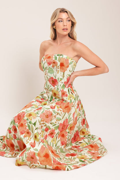 FLORAL DAYDREAM WOVEN MIDI DRESS