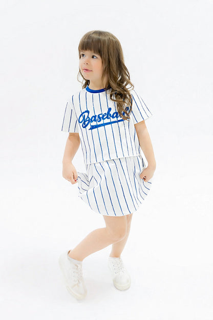 Baseball Royal Blue Striped Top