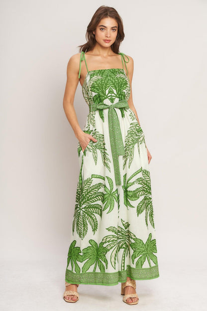 PALM LUXE WOVEN JUMPSUIT