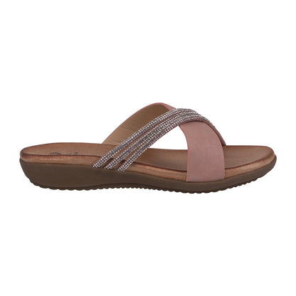 Women's Iris Blush Embellished Asymmetrical Flat Sandals