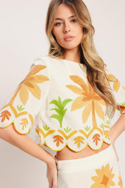 VINTAGE ISLAND WOVEN CROP TOP