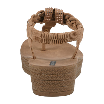 Women's Ivana Tan Embellished Cross Strap Wedge Sandals