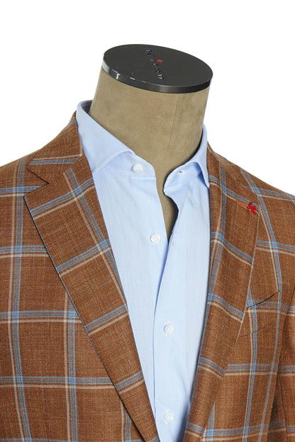 Isaia Double Windowpane Wool-Silk-Linen Suit