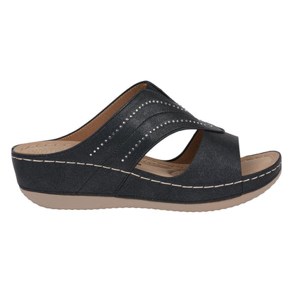 Women's Johanna Black Embellished Wedge Sandals
