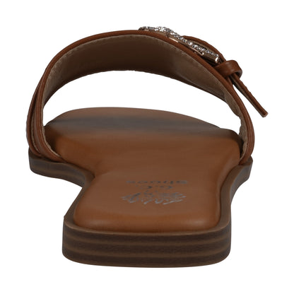 Women's Kenna Natural Embellished Buckle Flat Sandals