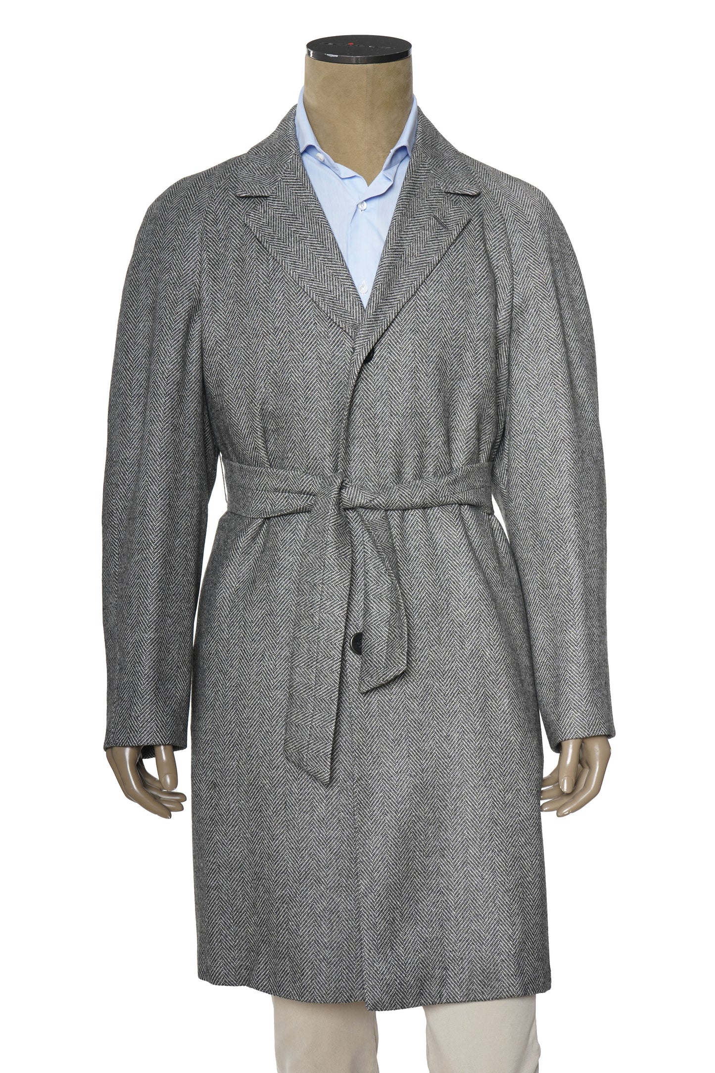Kiton Herringbone Button Down Overcoat