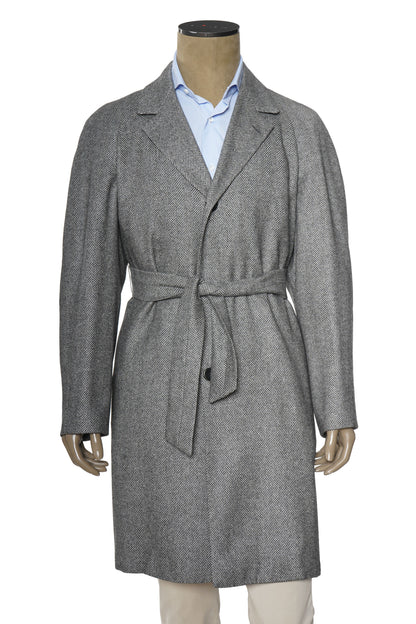 Kiton Herringbone Button Down Overcoat