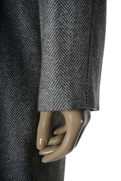 Kiton Herringbone Button Down Overcoat