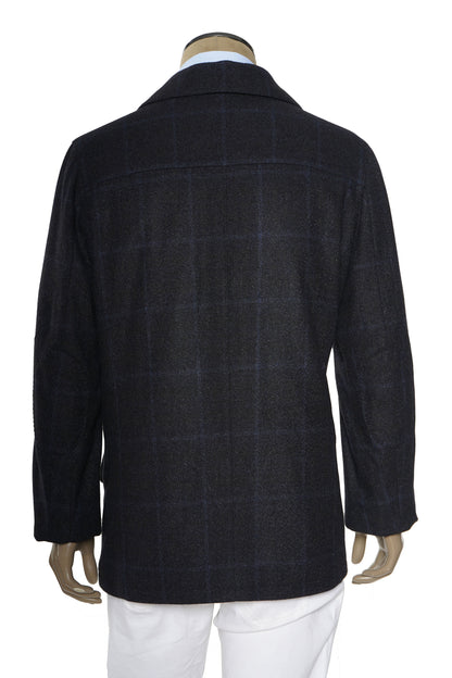 Kiton Windowpane Double Breasted Cashmere-Silk Jacket