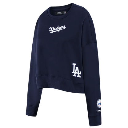 Pro Standard Womens LA Dodgers Cropped Wingspan Crewneck - Midnight Navy