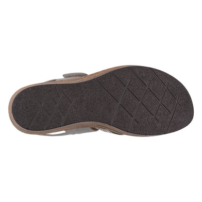 Women's Lux Grey Embellished Velcro Wedge Sandals
