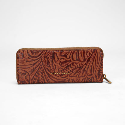 Loyal West RANCH ROAD JEWELERY CASE IN HAND FINISHED EMBOSSED LEATHER - BROWN