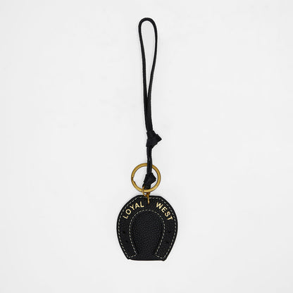 Loyal West HORSE SHOE BAG CHARM IN CALF LEATHER - BLACK