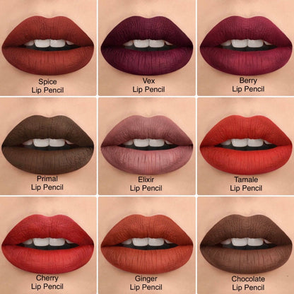 RETRACTABLE MATTE LIP PENCILS with SHEA BUTTER 9 Rich, Smudge‑Resistant Shades