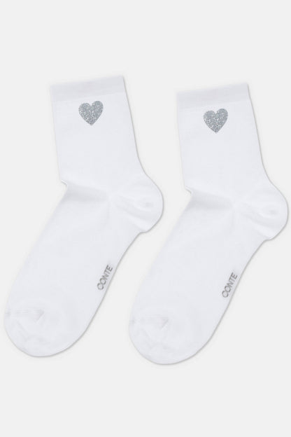 Cotton Socks Conte Classic 427 - Shimmering Heart Pattern