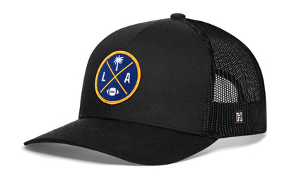 Los Angeles Trucker Hat  |  Black LA X Football Snapback