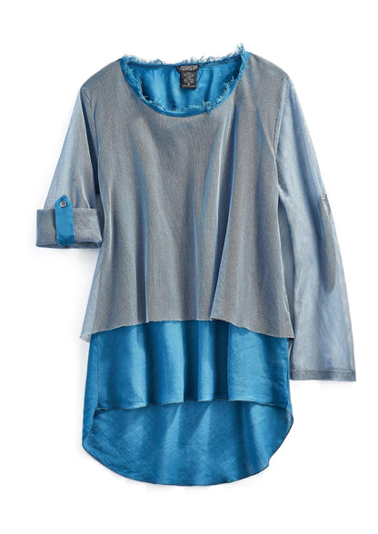 High Low Mesh Layered Knit Top