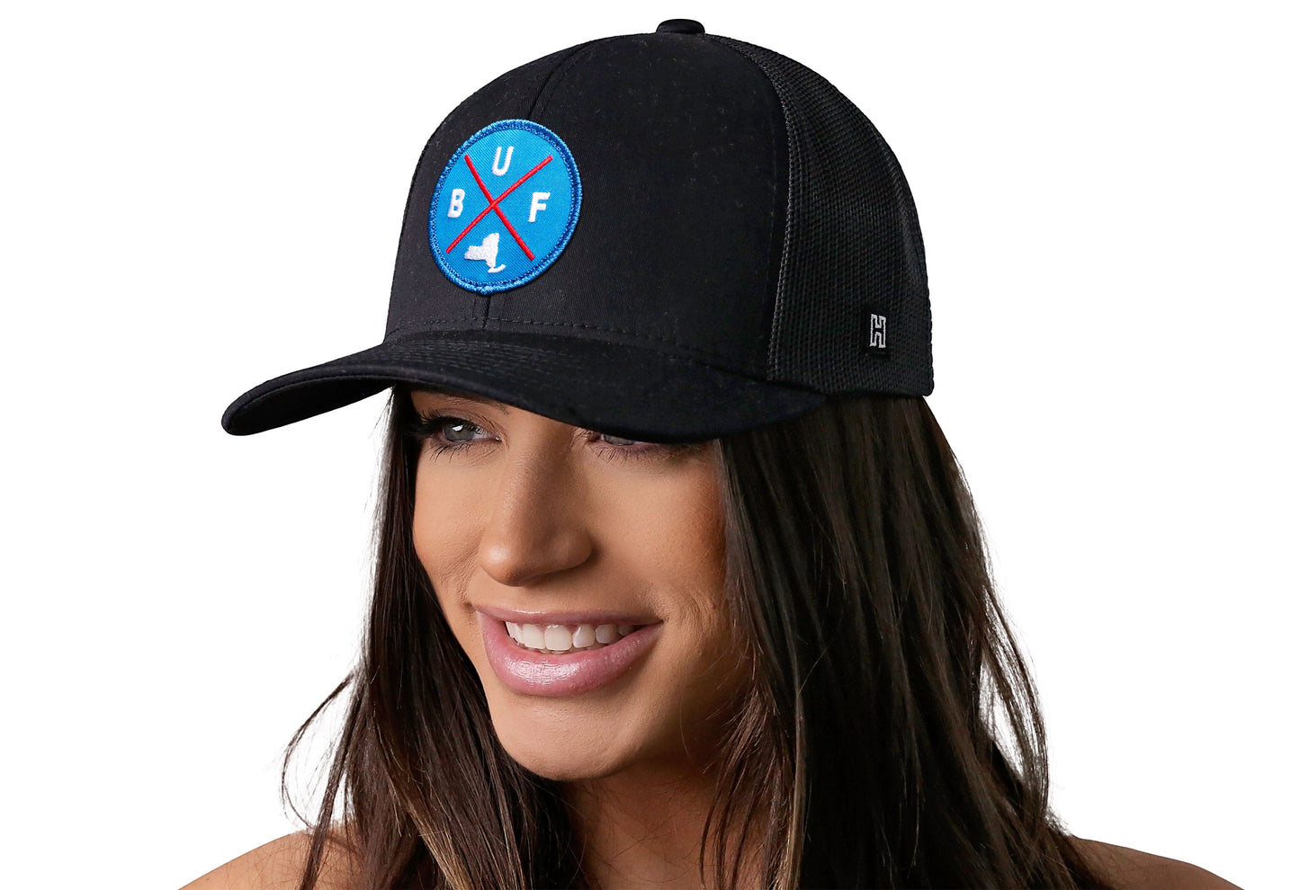 Buffalo Trucker Hat  |  Blue Red BUF X  |  Black Snapback