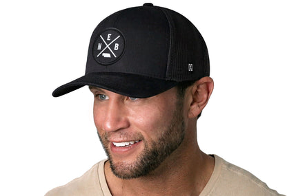 Nebraska Trucker Hat  |  Black NEB X Snapback