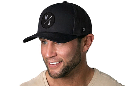 New Jersey Trucker Hat  |  Black NJ X Snapback