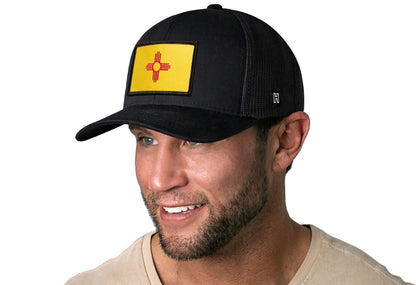 New Mexico Flag Trucker Hat  |  Black NM Snapback