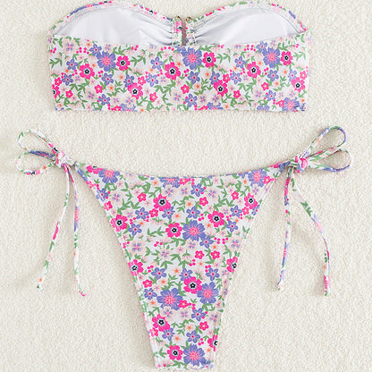 Summer Tube Top Swimsuit Strapless Sexy Women Swimsuit Printed Summer Beach Swimsuit