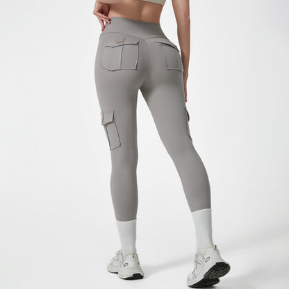 High Waist Work Clothes Pocket Yoga Pants Hip Lifting Peach Hip Quick Drying Stretch Workout Pants