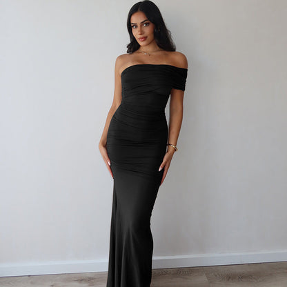 Women Clothing Summer Sexy Backless Slit Slim Dress Women