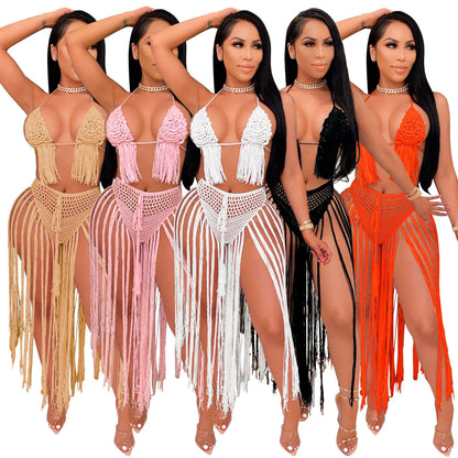 Women Clothing Sexy Hand Crocheted Floral Woven Ladies Beachwear Swimsuit Outfit