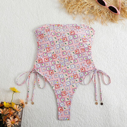 One Piece Swimsuit Women Tube Top Sexy High Sense Spring Bathing High Elasticity Swimsuit