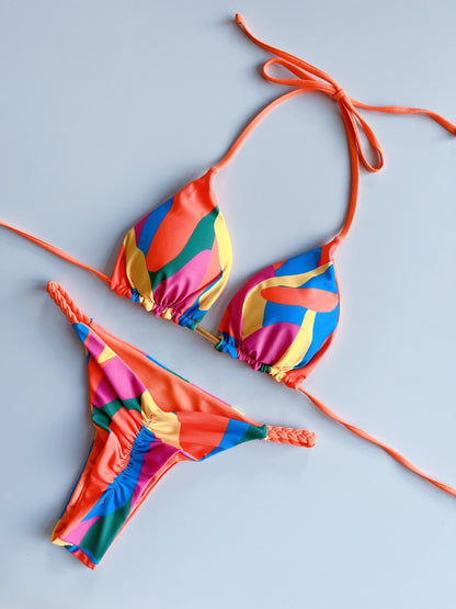 Bikini Suit Split Braid Rope Bikini Swimsuit Women Swimsuit