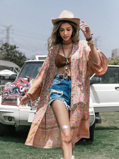 Batch Loose Positioning Printed Shawl Kimono MidLength Women