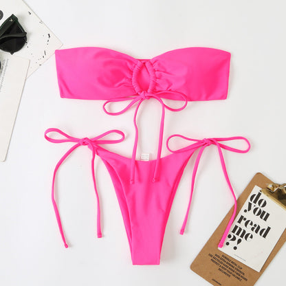 Double Sided Tube Top Lady Sexy Split Double Sided Bikini Latest Beach Swimsuit