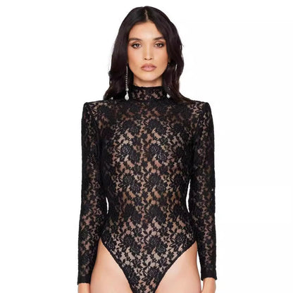 Sexy Lace Jumpsuit White Design Blouse Long Sleeve High Grade Women Clothing