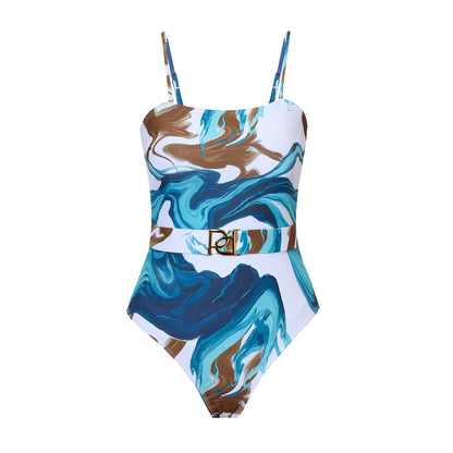 Sexy One Piece Triangle Swimsuit Women Chiffon Dress Two Piece Swimwear Set