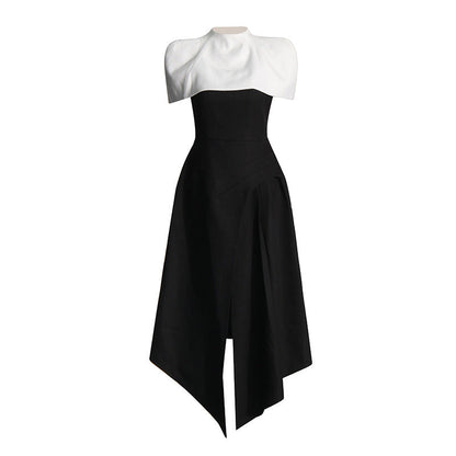 Elegant Vietnam Special Interest Design Detachable Pullover Patchwork Cami Dress Women Summer Slit Dress Women
