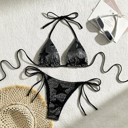 Sexy Star Sequ Split Swimwear Swimsuit Bikini Bikini